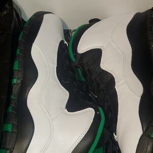 Nike Black and White Sneakers with Green Accents